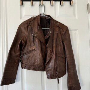 Vero Moda Genuine Leather brown distressed Jacket